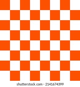 Abstract geometric pattern in orange and white squares, monochrome background.