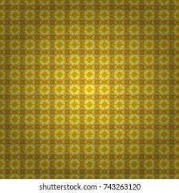 Abstract geometric pattern. Orange, yellow and green background. Geometric background with rhombus, dots and nodes. Seamless geometric pattern. Vector seamless pattern. Colorful texture.