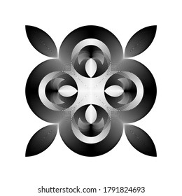 Abstract geometric pattern, ornament, halftone lines floral background, vector modern design element.