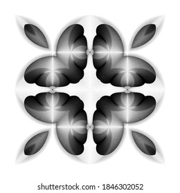 Abstract geometric pattern, ornament, halftone lines black and white floral background, vector modern design decorative element.