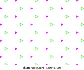 Abstract geometric pattern in ornamental style. Pink and blue color. Seamless design texture.