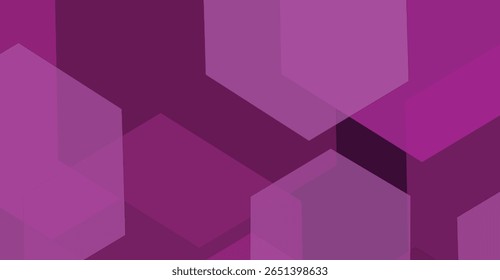 Abstract geometric pattern of overlapping hexagons and squares in shades of purple.
