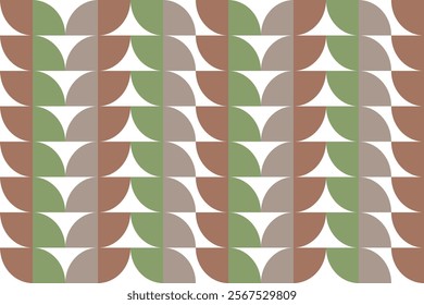 Abstract geometric pattern with overlapping shapes in earthy tones and muted colors