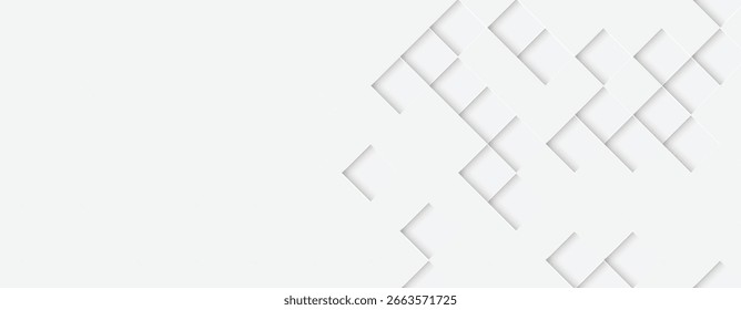 Abstract geometric pattern of overlapping squares in white.