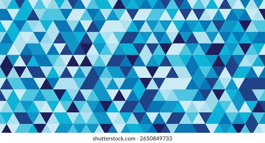 Abstract geometric pattern of overlapping triangles in shades of blue.