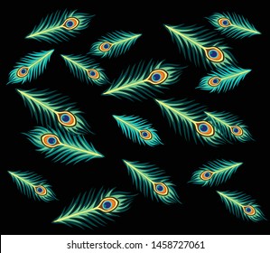 Abstract geometric pattern of peacock feathers