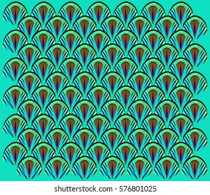Abstract geometric pattern of peacock feathers