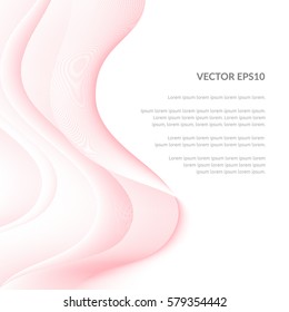 Abstract geometric pattern of pink waves and curves. Empty space for text.