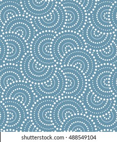 Abstract geometric pattern with points, circles. A seamless vector background. White and blue texture.