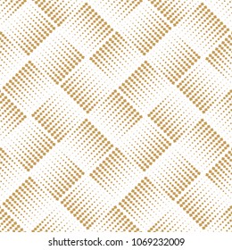 Abstract geometric pattern with points, rhombuses. A seamless vector background. White and gold texture. Graphic modern pattern.