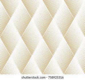 Abstract geometric pattern with points, rhombuses. A seamless vector background. White and gold texture. Graphic modern pattern.