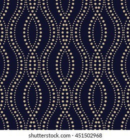 Abstract geometric pattern with the points. A seamless vector background. Gold and black blue ornament