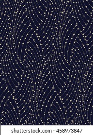 Abstract geometric pattern with the points. A seamless vector background. Gold and black blue ornament