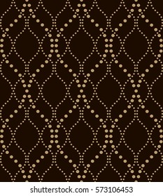 Abstract geometric pattern with the points. A seamless vector background. Gold and black  ornament.