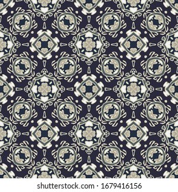 Abstraktes geometrisches Muster. Drucken, Stoffdesign, Tapete. Vektorillustration nahtlos in Weiß und Blau.