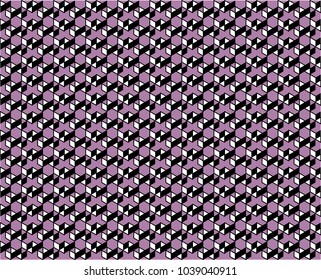Abstract geometric pattern of purple, black, and white colors - Vector illustration. Use as background, backdrop, image montage, or texture in graphic design; or print on gift wrapping paper or fabric