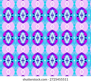 Padrão geométrico abstrato em roxo e ciano, fundo ornamental sem costura, abstrato, padrão, geometria, simetria, design