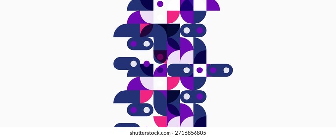 Abstract geometric pattern. Purple, lilac shapes overlap white background. Modern design, simple composition, visual texture.