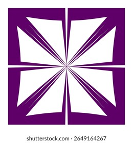 Padrão geométrico abstrato. Vetor branco roxo. Elemento de design quadrado. Gráfico de simetria radial.