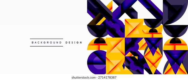 Abstractas patrón geométrico. Las Formas púrpuras y amarillas crean una textura visual dinámica. Elemento de diseño moderno para fondos, presentaciones.