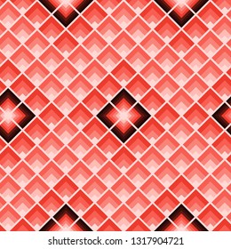 Abstract geometric pattern. Rectangles repeat. Coral colored squares tile.