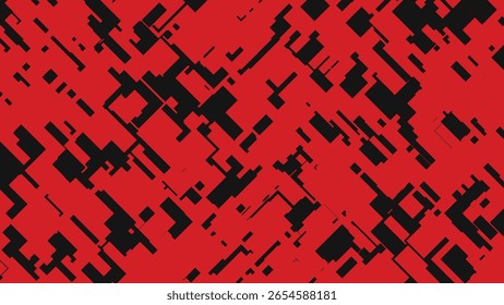 Patrón geométrico Abstractas de rectángulos y líneas rojas y negras que crean una textura visual dinámica