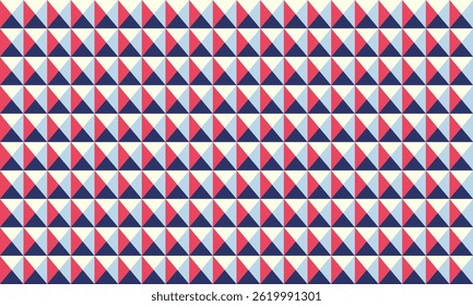 Abstract geometric pattern of red, blue, and white triangles.  Ideal for backgrounds, website design, textile prints, and modern branding.