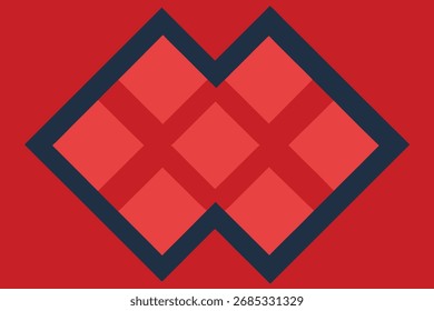 Padrão geométrico abstrato com formas vermelhas e azuis escuras na ilustração vetorial de fundo vermelho