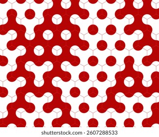 Abstract Geometric Pattern with Red and White Repeating Shapes