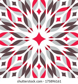 Abstract geometric pattern in red-grey-brown colors, with waves and dots. Vector illustration.