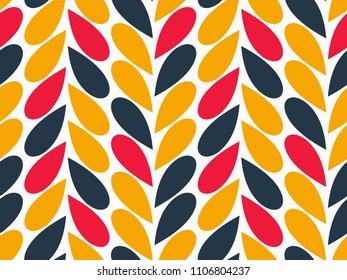 Abstract geometric pattern with red-yellow and black drops. Colorful ornament. isolated on white background