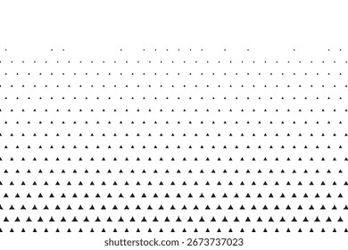Abstract geometric pattern with repeating black dots and triangular shapes on a white background, fading to transparency at the top.