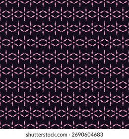 Abstract Geometric Pattern with Repeating Floral and Diamond Shapes in Pink
