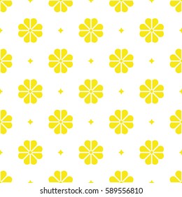 Abstract geometric pattern. Repeating seamless vector background. Yellow and white texture. Graphic floral pattern.