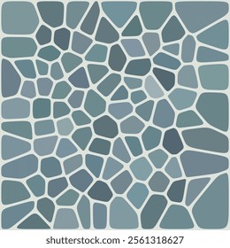 An abstract geometric pattern resembling mosaic tiles in varying shades of blue. The irregular shapes create a textured, modern, and artistic design, evoking a sense of harmony and structure.

