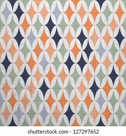 Abstract geometric pattern in retro colors with grunge texture, Vector