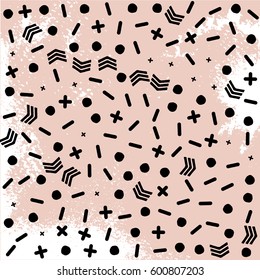 Abstract geometric pattern in retro memphis style. Vector background in trendy retro 80s, 90s. Trendy memphis style patterns 80's-90's styles for retro design, textile, poster, print, card, invitation