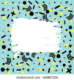 Abstract geometric pattern in retro memphis style. Vector background in trendy retro 80s, 90s. Trendy memphis style patterns 80's-90's styles for retro design, textile, poster, print, card, invitation