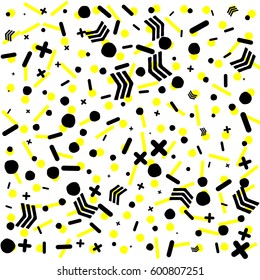 Abstract geometric pattern in retro memphis style. Vector background in trendy retro 80s, 90s. Trendy memphis style patterns 80's-90's styles for retro design, textile, poster, print, card, invitation