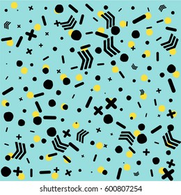 Abstract geometric pattern in retro memphis style. Vector background in trendy retro 80s, 90s. Trendy memphis style patterns 80's-90's styles for retro design, textile, poster, print, card, invitation