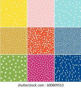 Abstract geometric pattern in retro memphis style. Vector background in trendy retro 80s, 90s. Trendy memphis style patterns 80's-90's styles for retro design, textile, poster, print, card, invitation