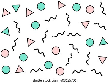 Abstract geometric pattern in retro memphis style. Vector background for retro design