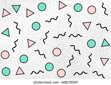 Abstract geometric pattern in retro memphis style. Vector background for retro design