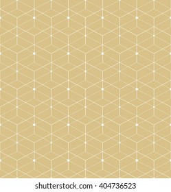 Abstract geometric pattern with rhombuses. Repeating seamless vector background. Gold and white texture.
