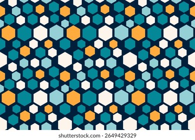 Motif géométrique Abstrait aux couleurs riches, reflétant la créativité et le plaisir. Formes hexagonales sur fond sombre. Illustration vectorielle