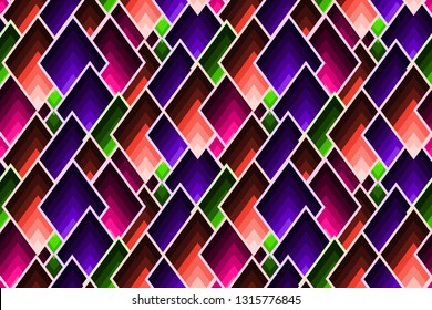 Abstract geometric pattern with scattered mosaic lozenges in trendy colors