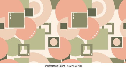 Abstract geometric pattern. Seamless background in calm colors. Trendy fabric and textile design. Geometric background.