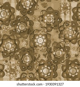 Abstract Geometric Pattern. Seamless Beige Abstract ink background Seamless background pattern with a variety of colored floral motif
