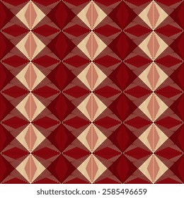 Abstract Geometric Pattern, Seamless Checkered Pattern, Seamless Isometric Geometric flower, Isometric Geometric shape, Three-dimensional shape, 3D shape flower