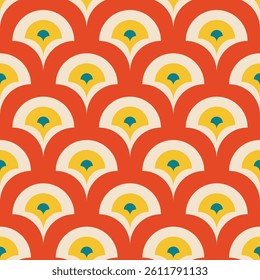 Abstract geometric pattern, seamless abstract circle pattern background with retro colors